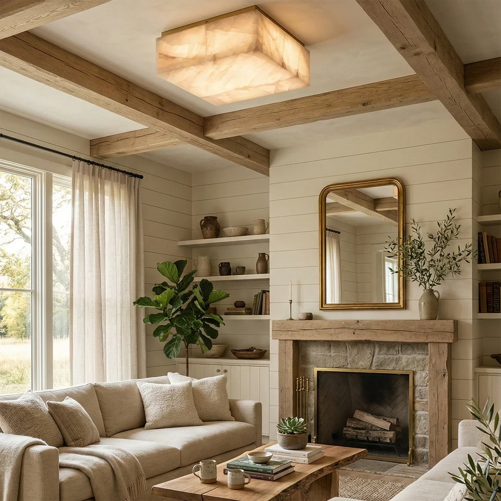 Alabaster Riviera Square Ceiling  Lamp | wildoxy