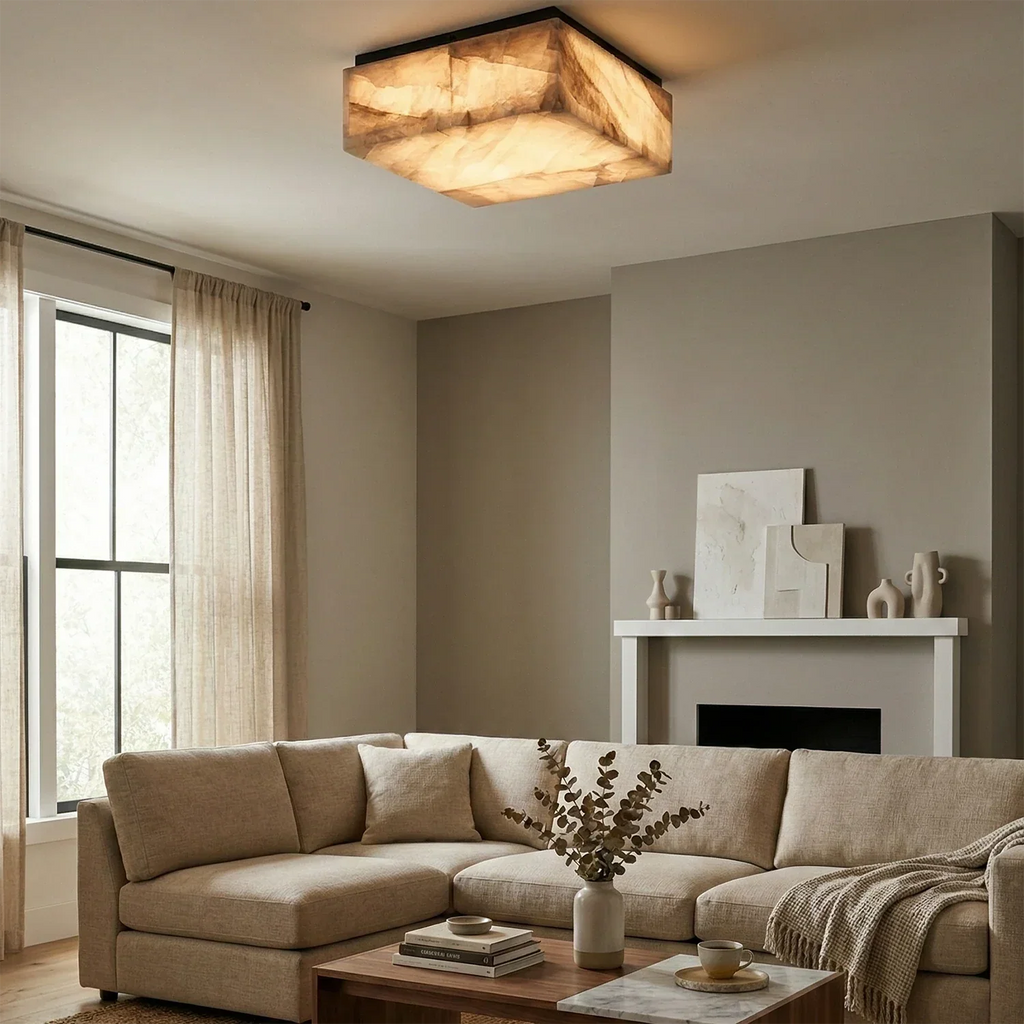 Alabaster Riviera Square Ceiling  Lamp | wildoxy