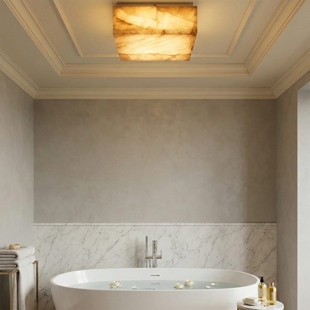 Alabaster Riviera Square Ceiling  Lamp | wildoxy
