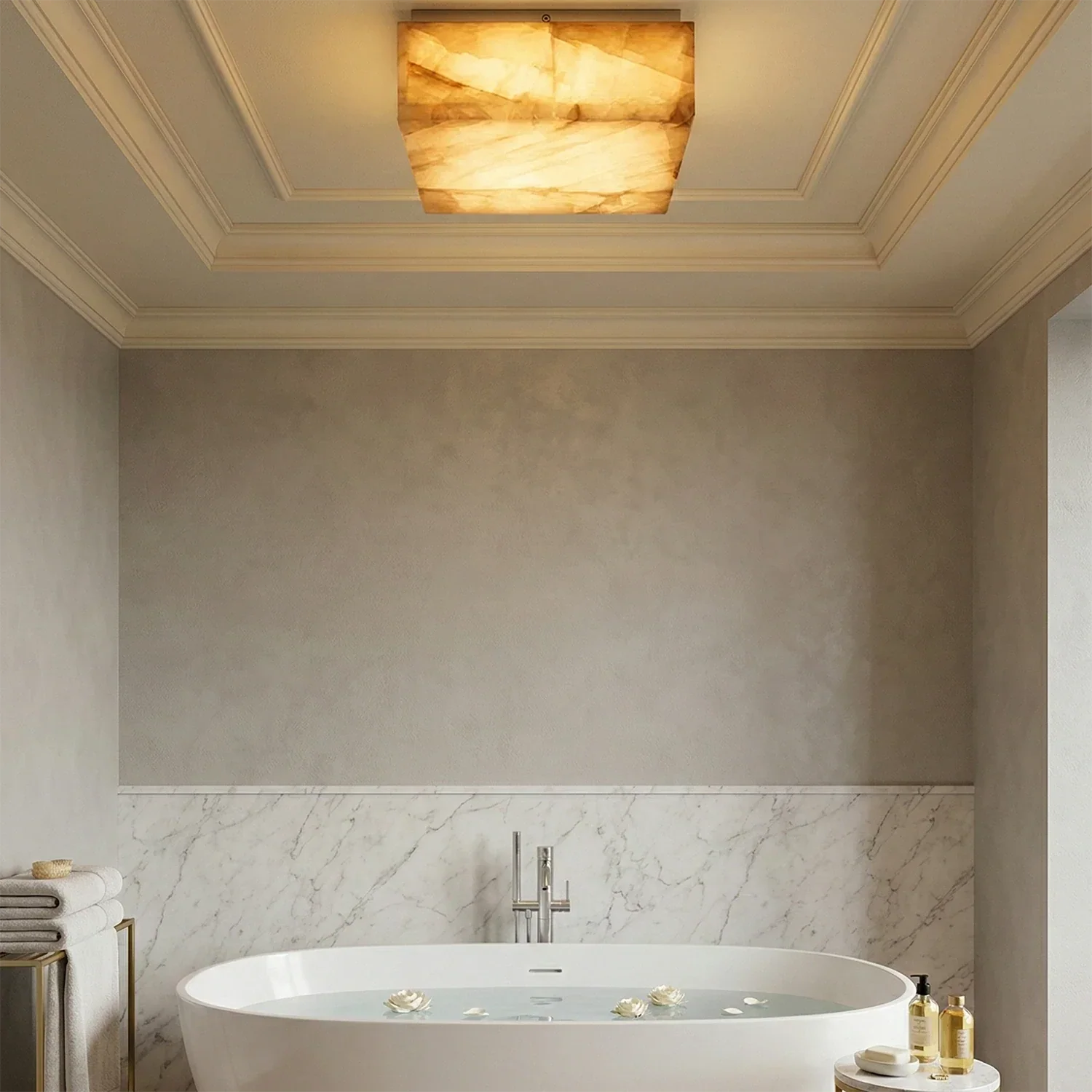 Alabaster Riviera Square Ceiling  Lamp | wildoxy