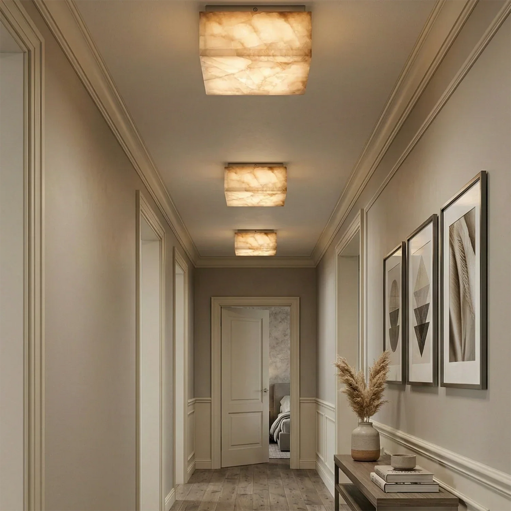 Alabaster Riviera Square Ceiling  Lamp | wildoxy