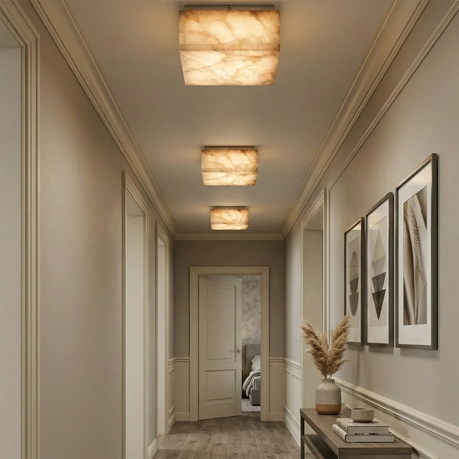 Alabaster Riviera Square Ceiling  Lamp | wildoxy