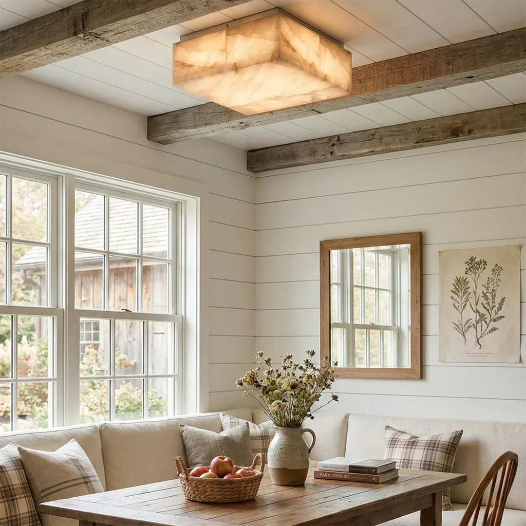 Alabaster Riviera Square Ceiling  Lamp | wildoxy