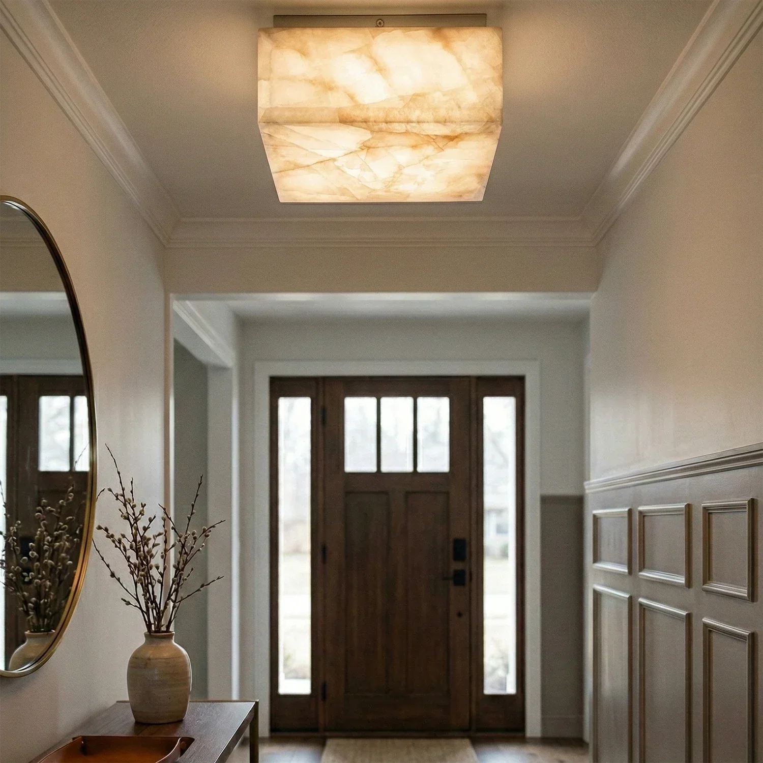 Alabaster Riviera Square Ceiling  Lamp | wildoxy