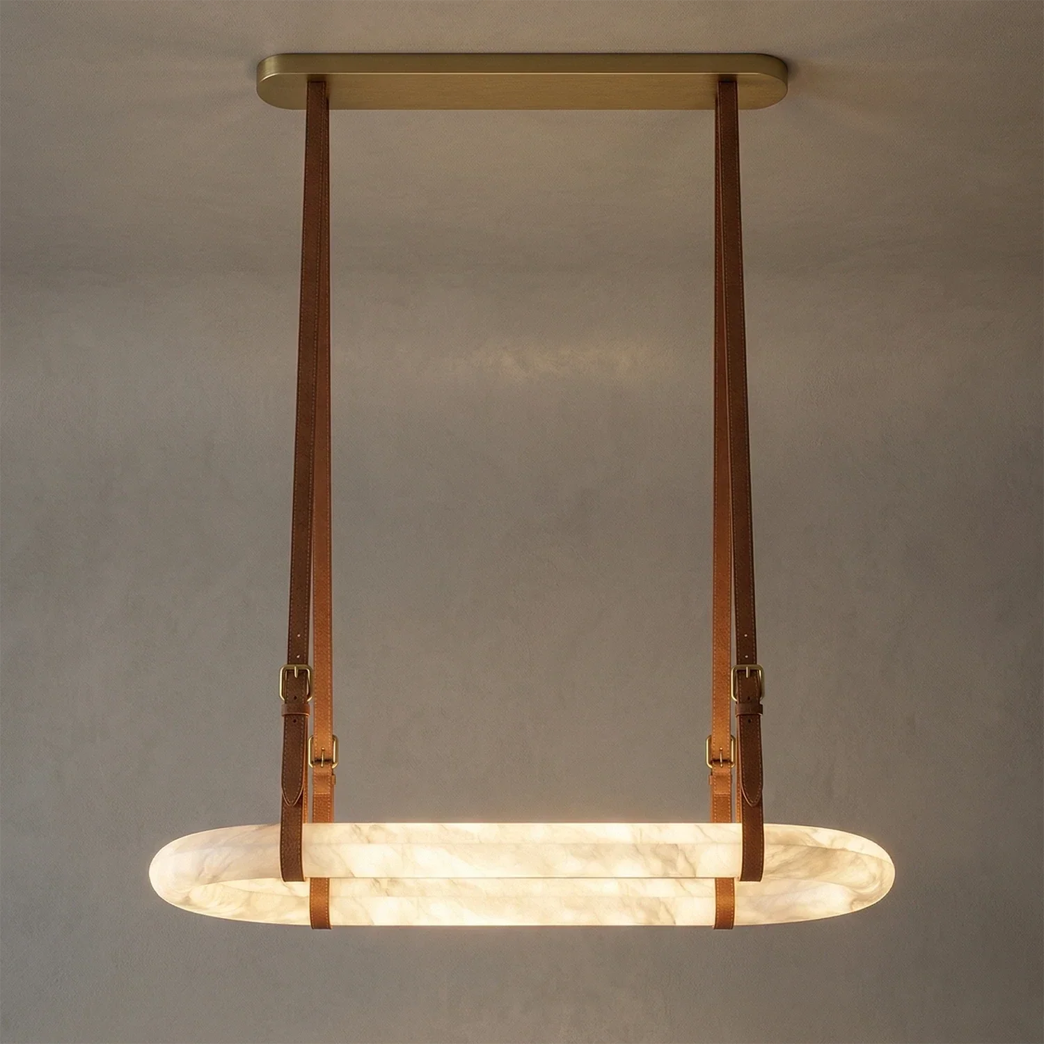 Alabaster Round Leather Chandelier | wildoxy