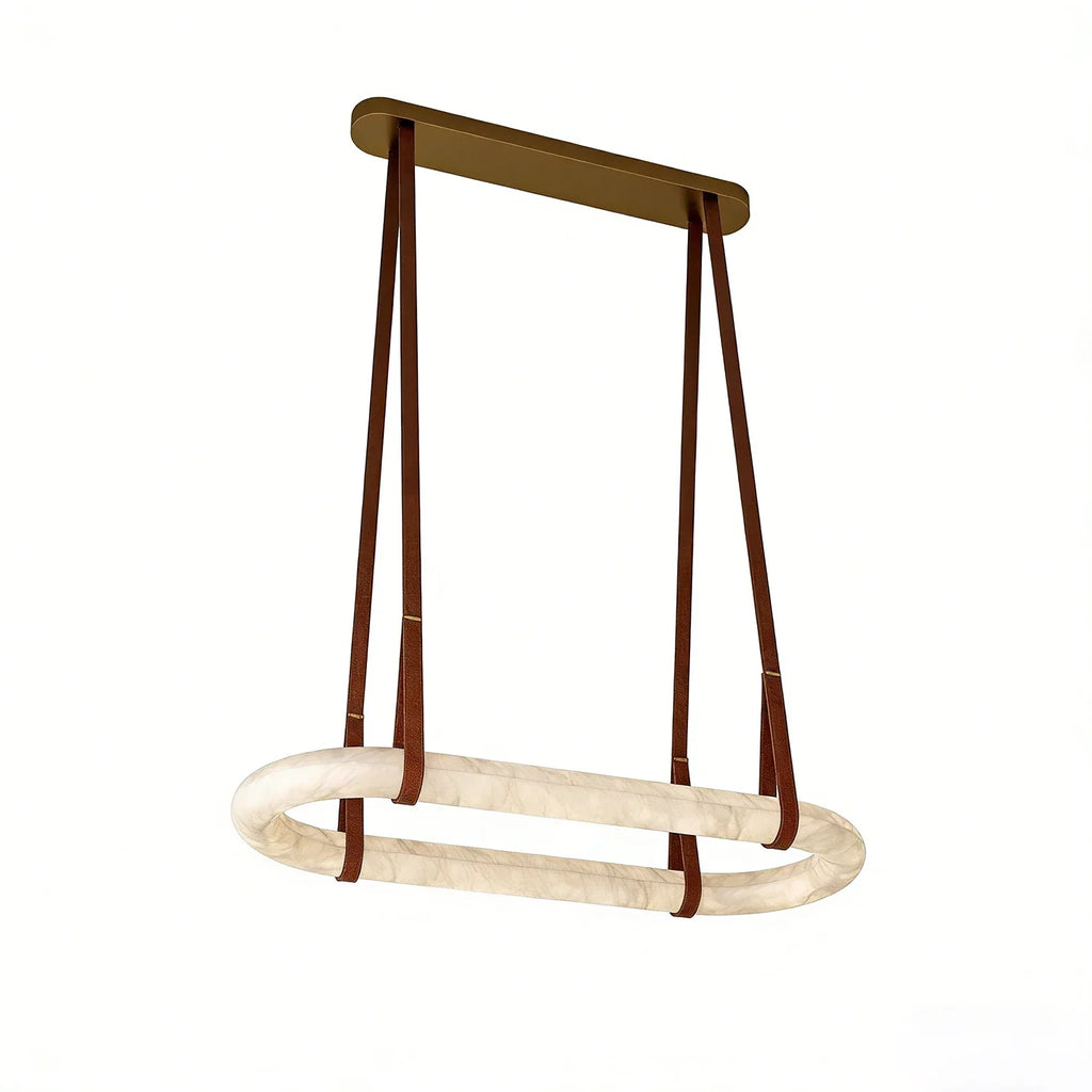 Alabaster Round Leather Chandelier | wildoxy