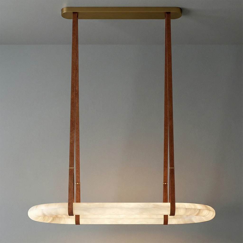 Alabaster Round Leather Chandelier | wildoxy
