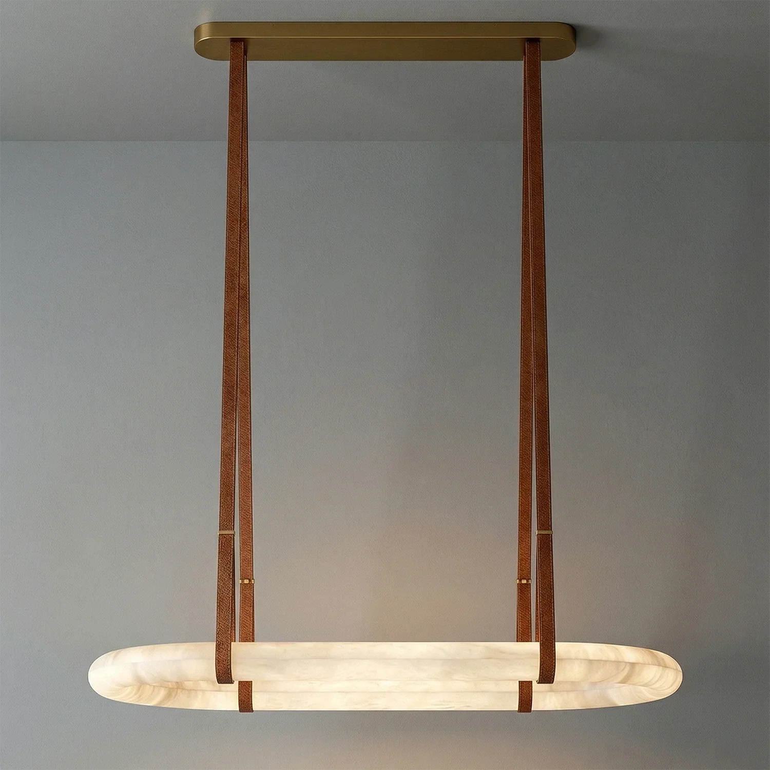 Alabaster Round Leather Chandelier | wildoxy