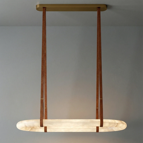 Alabaster Round Leather Chandelier | wildoxy