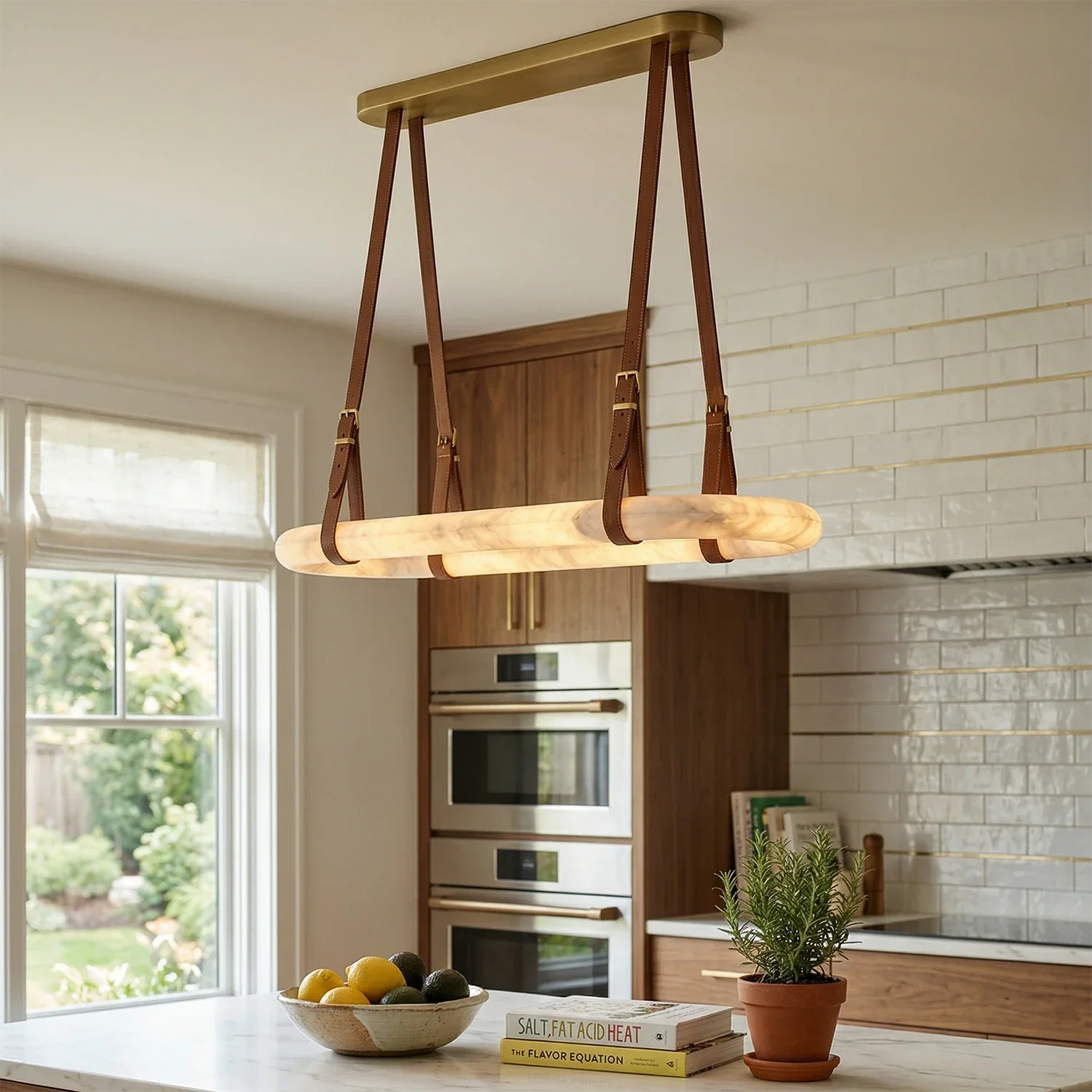 Alabaster Round Leather Chandelier | wildoxy