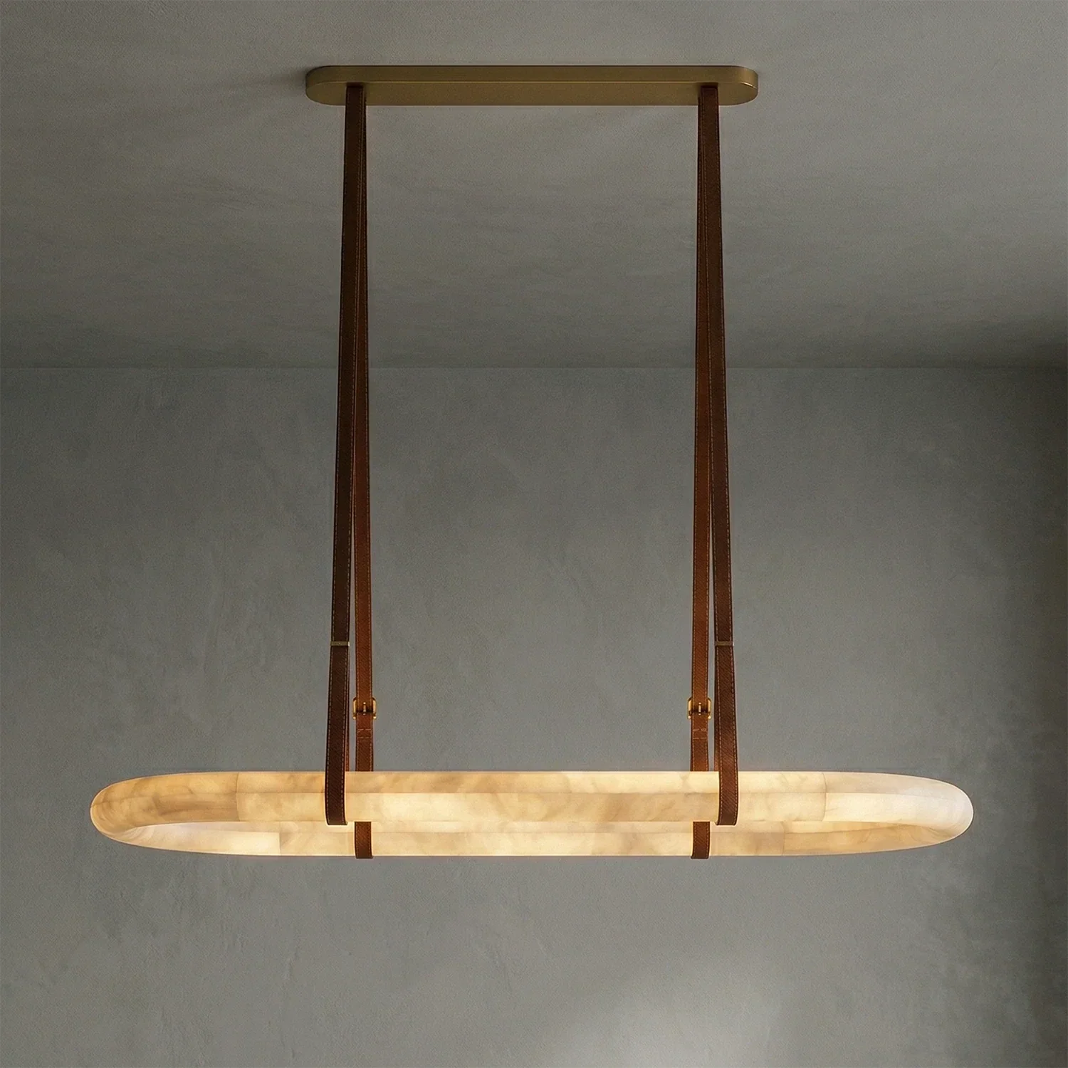 Alabaster Round Leather Chandelier | wildoxy