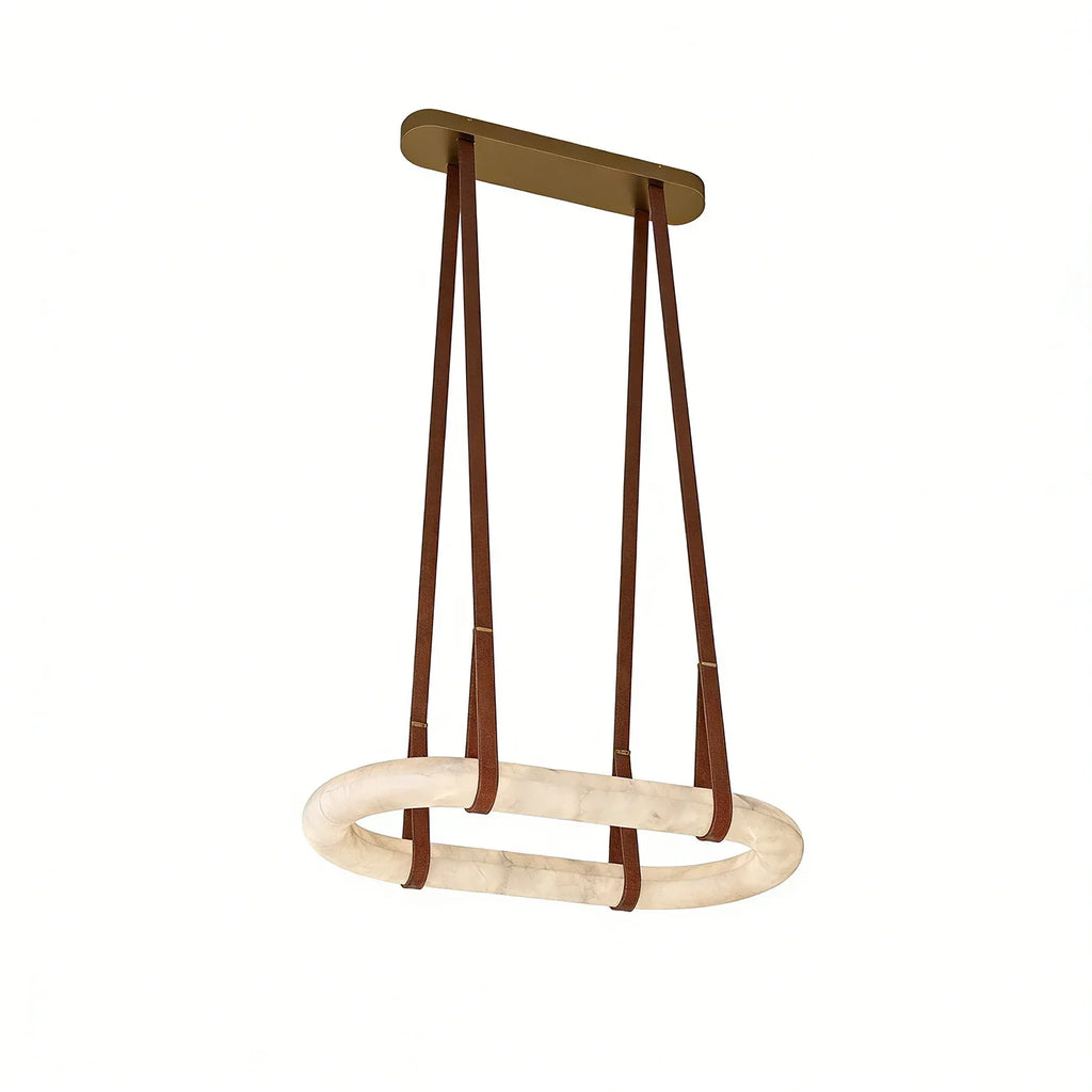 Alabaster Round Leather Chandelier | wildoxy