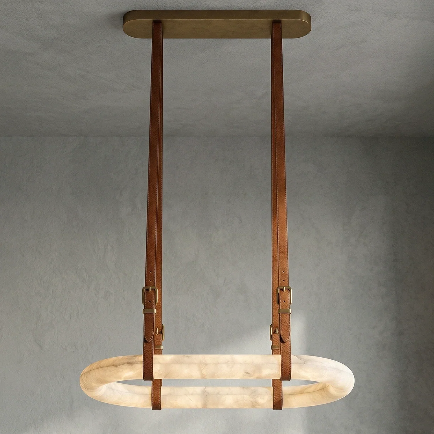 Alabaster Round Leather Chandelier | wildoxy