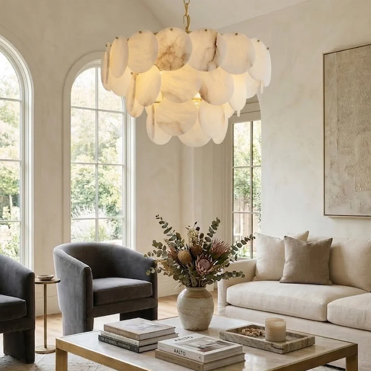 Alabaster Tiered Round Chandelier | wildoxy