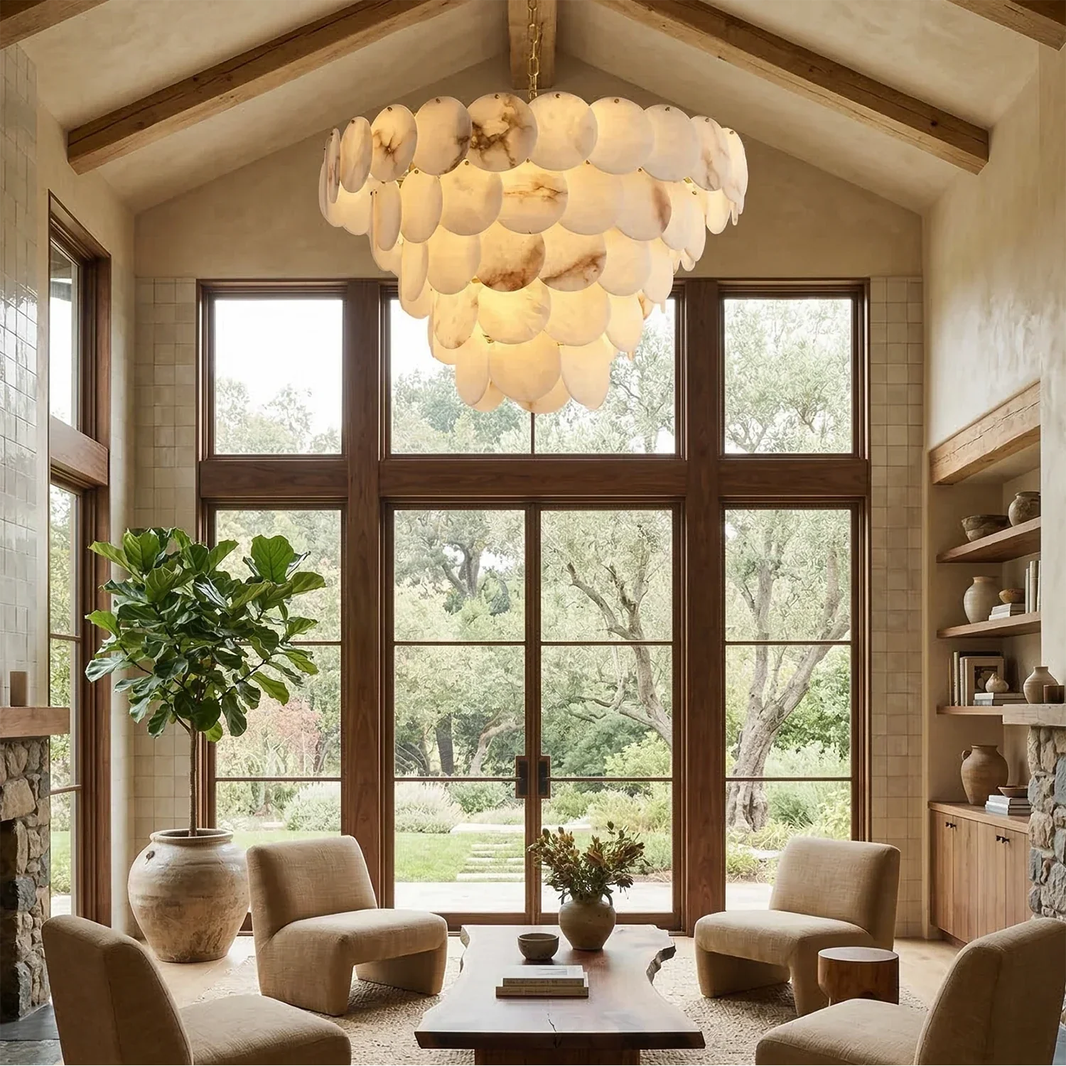 Alabaster Tiered Round Chandelier | wildoxy