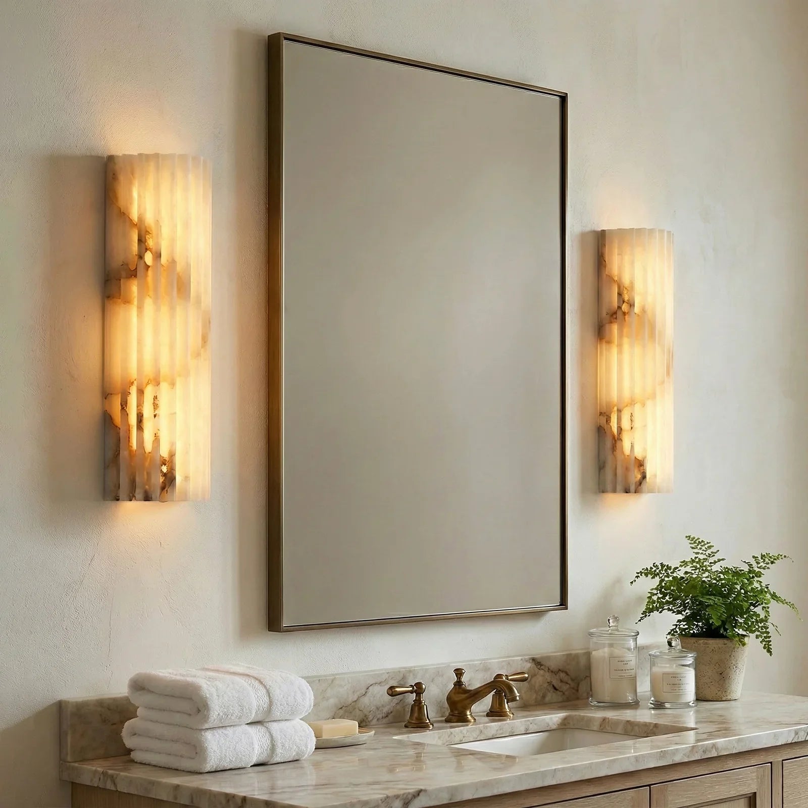 Alabaster Vertical Groove Wall Lamp | wildoxy