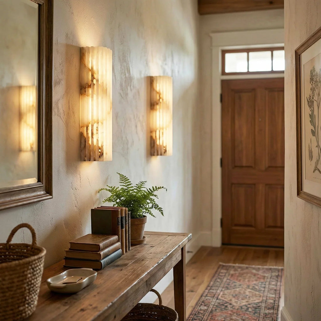 Alabaster Vertical Groove Wall Lamp | wildoxy