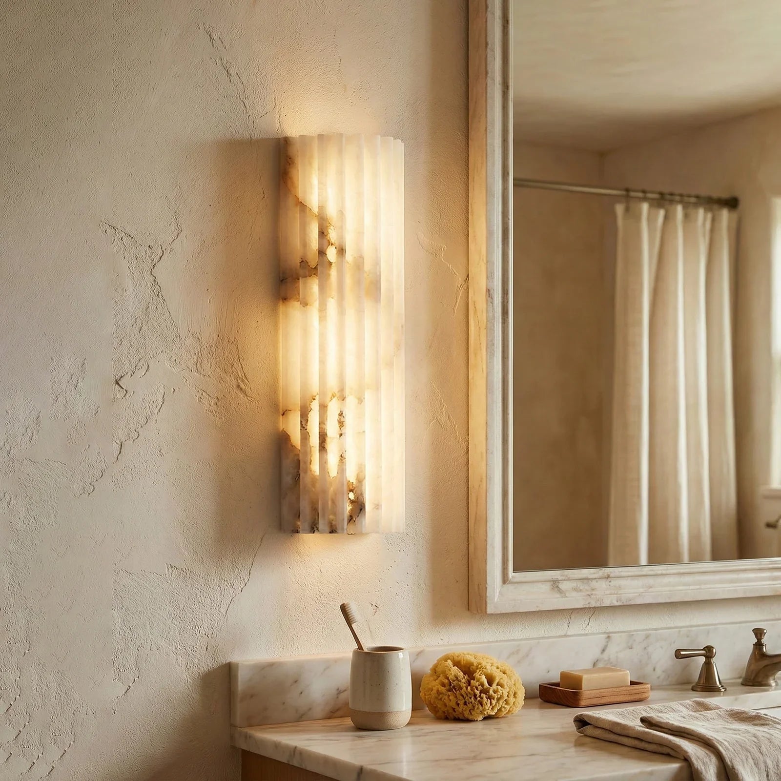 Alabaster Vertical Groove Wall Lamp | wildoxy