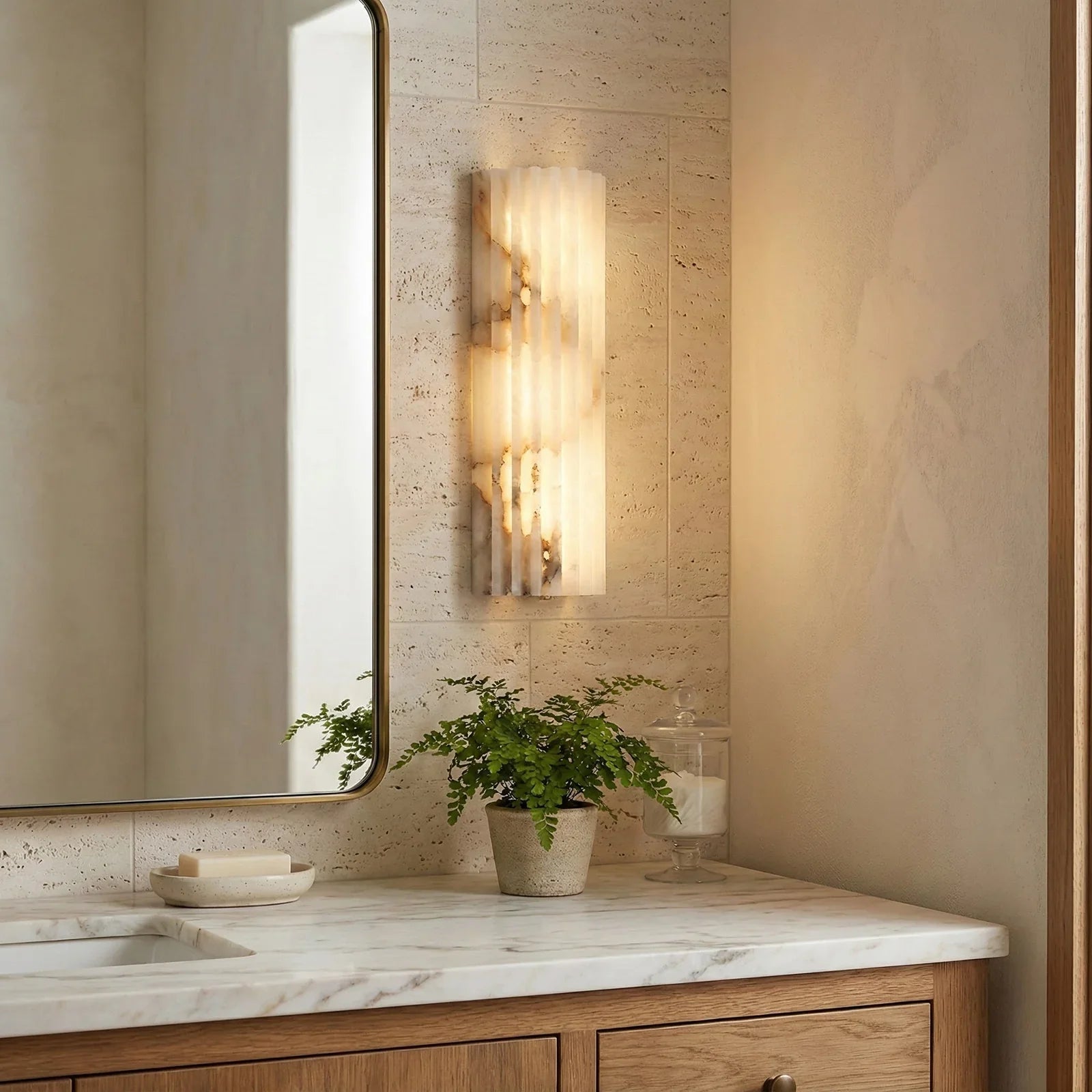 Alabaster Vertical Groove Wall Lamp | wildoxy