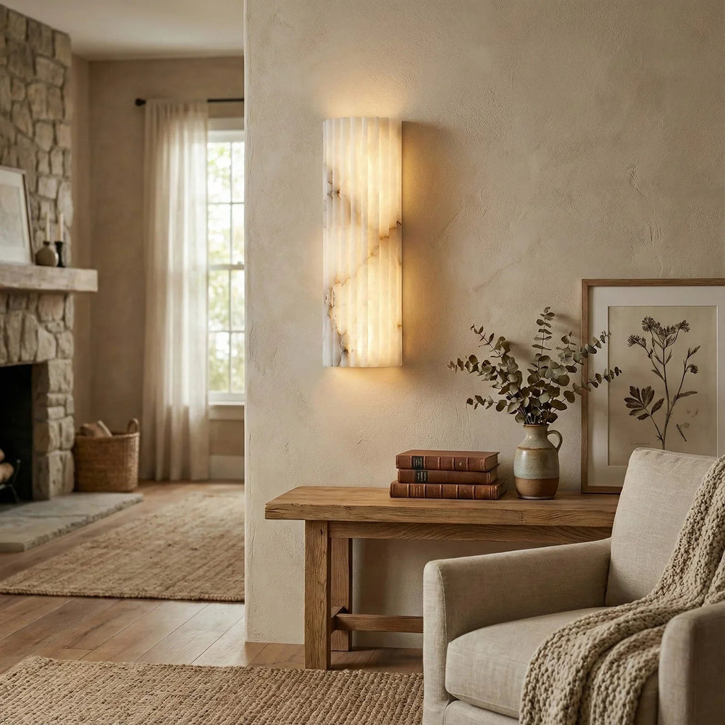 Alabaster Vertical Groove Wall Lamp | wildoxy