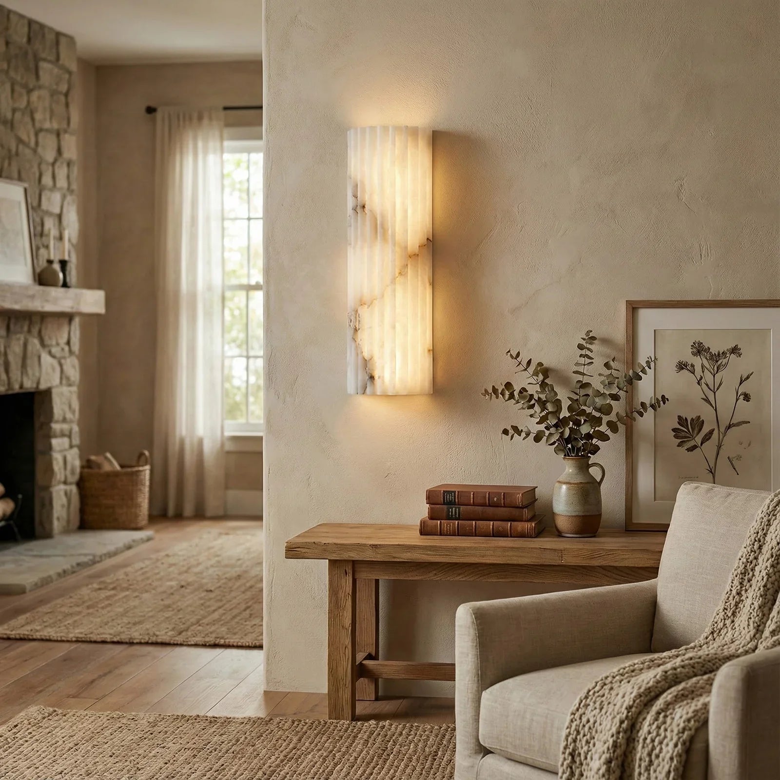 Alabaster Vertical Groove Wall Lamp | wildoxy