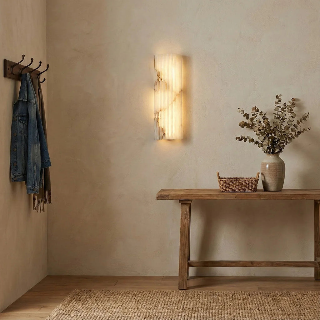 Alabaster Vertical Groove Wall Lamp | wildoxy