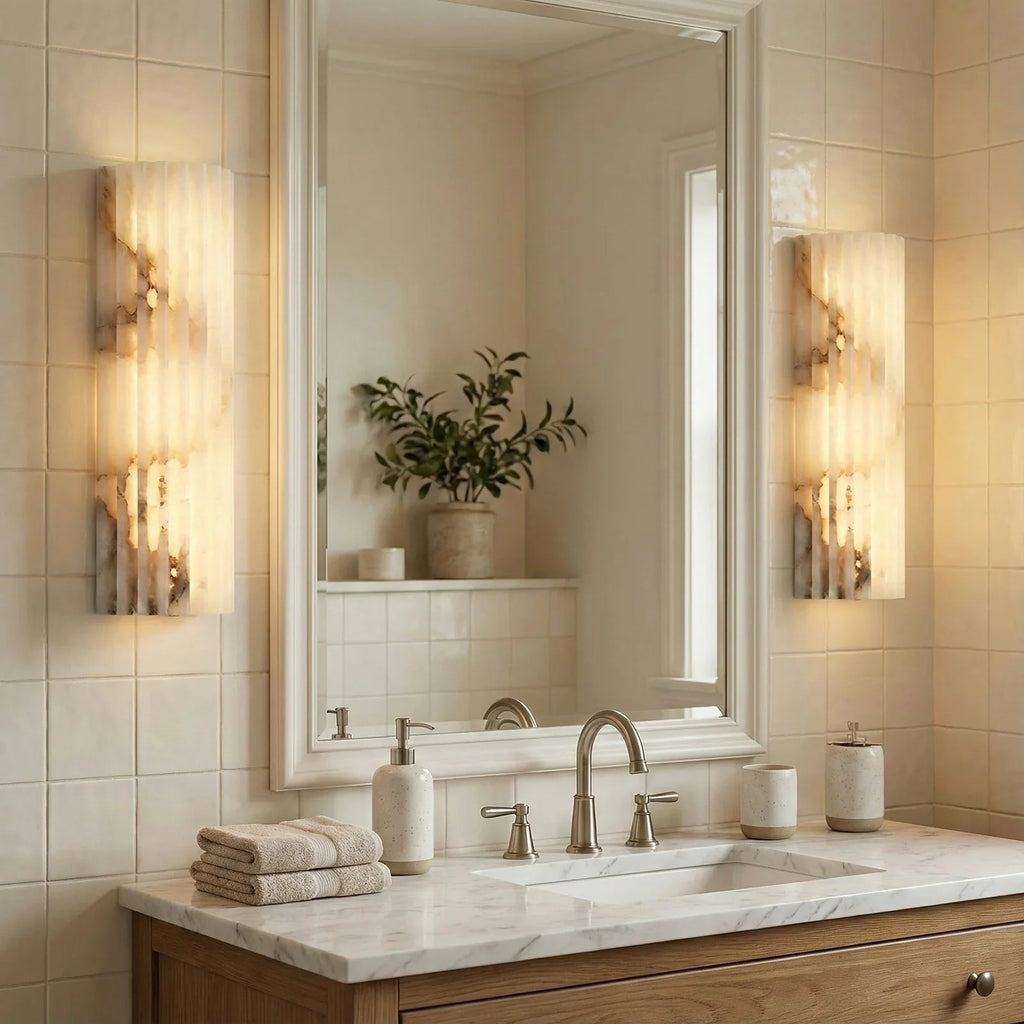 Alabaster Vertical Groove Wall Lamp | wildoxy