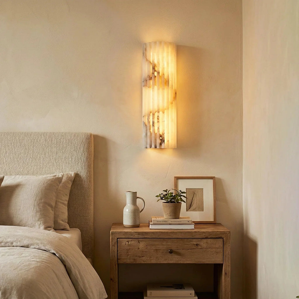 Alabaster Vertical Groove Wall Lamp | wildoxy