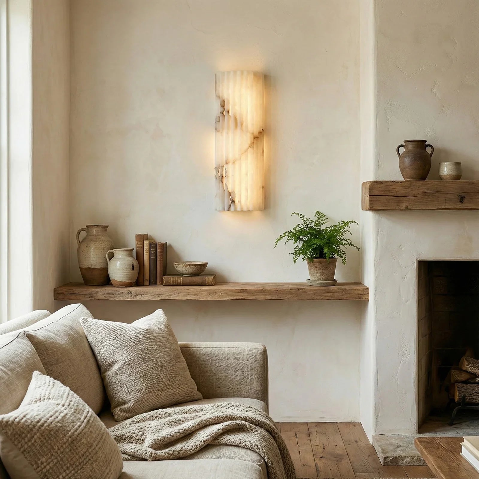Alabaster Vertical Groove Wall Lamp | wildoxy