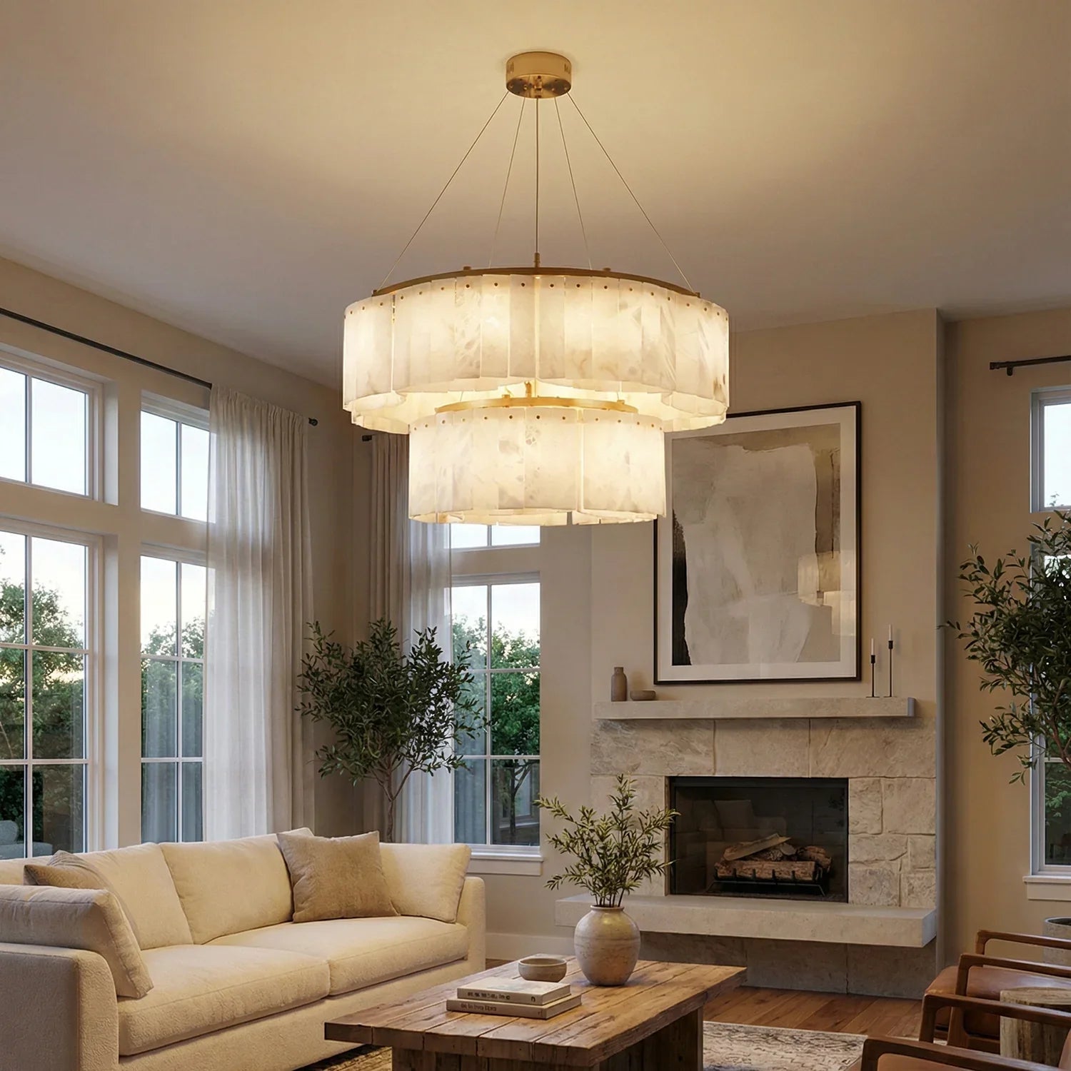 Alabaster Willamette Round Layered Chandelier | wildoxy