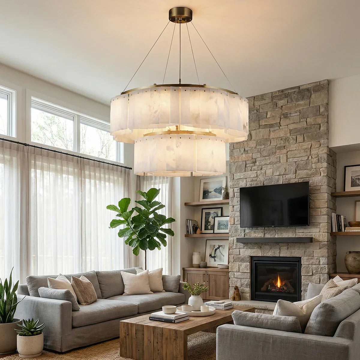 Alabaster Willamette Round Layered Chandelier | wildoxy