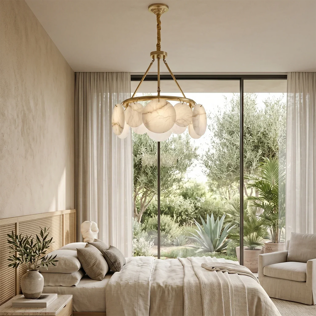 Alba Natural Alabaster Disc Chandelier | wildoxy