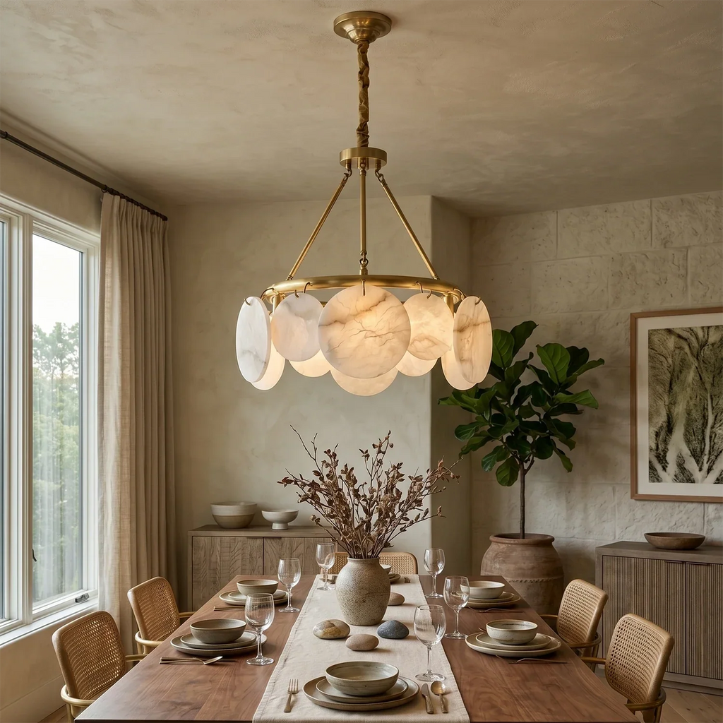 Alba Natural Alabaster Disc Chandelier | wildoxy