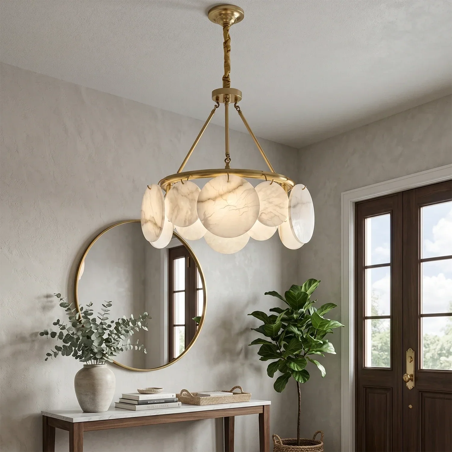 Alba Natural Alabaster Disc Chandelier | wildoxy