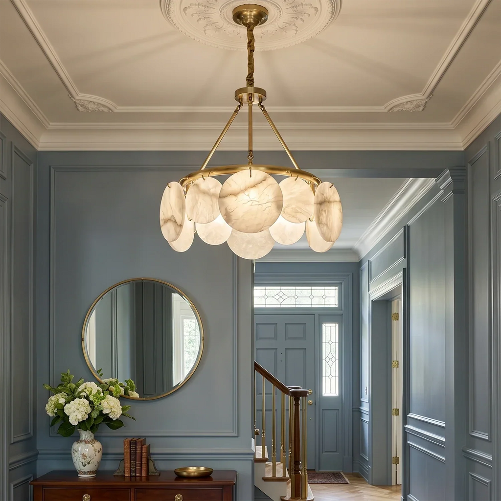 Alba Natural Alabaster Disc Chandelier | wildoxy
