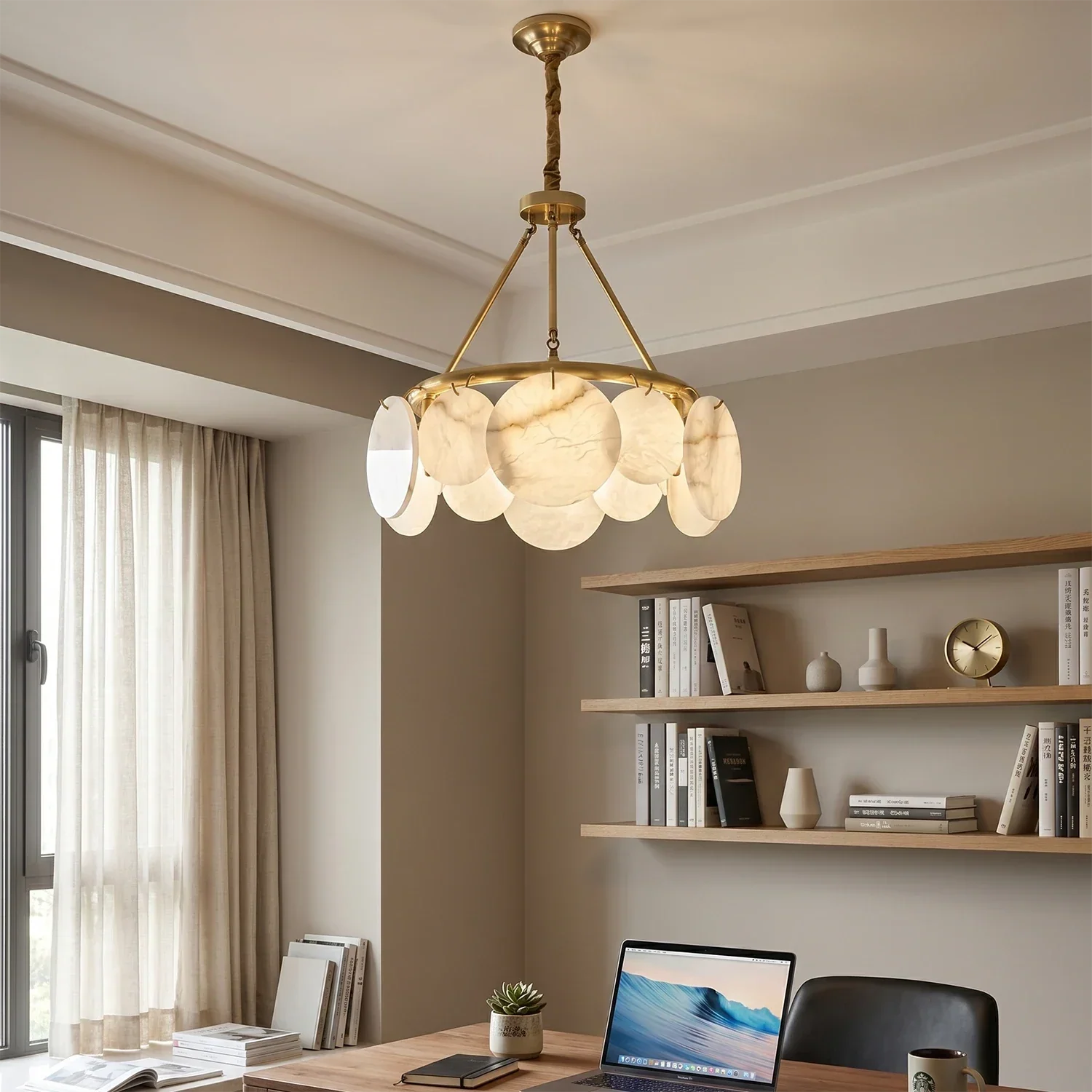 Alba Natural Alabaster Disc Chandelier | wildoxy
