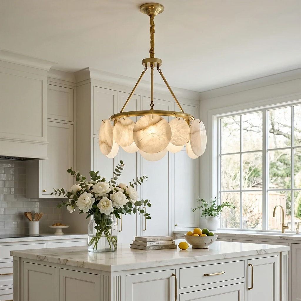 Alba Natural Alabaster Disc Chandelier | wildoxy