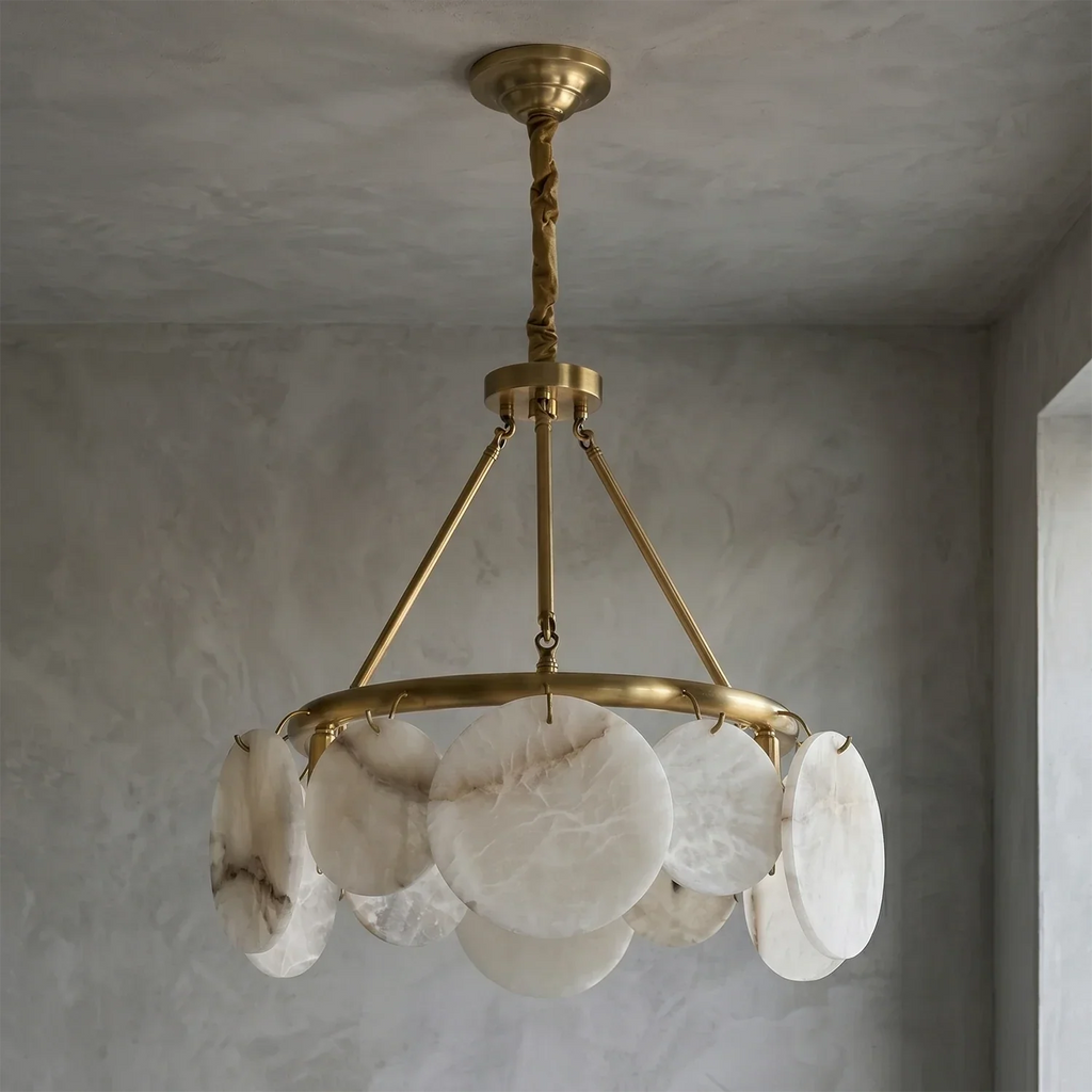 Alba Natural Alabaster Disc Chandelier | wildoxy