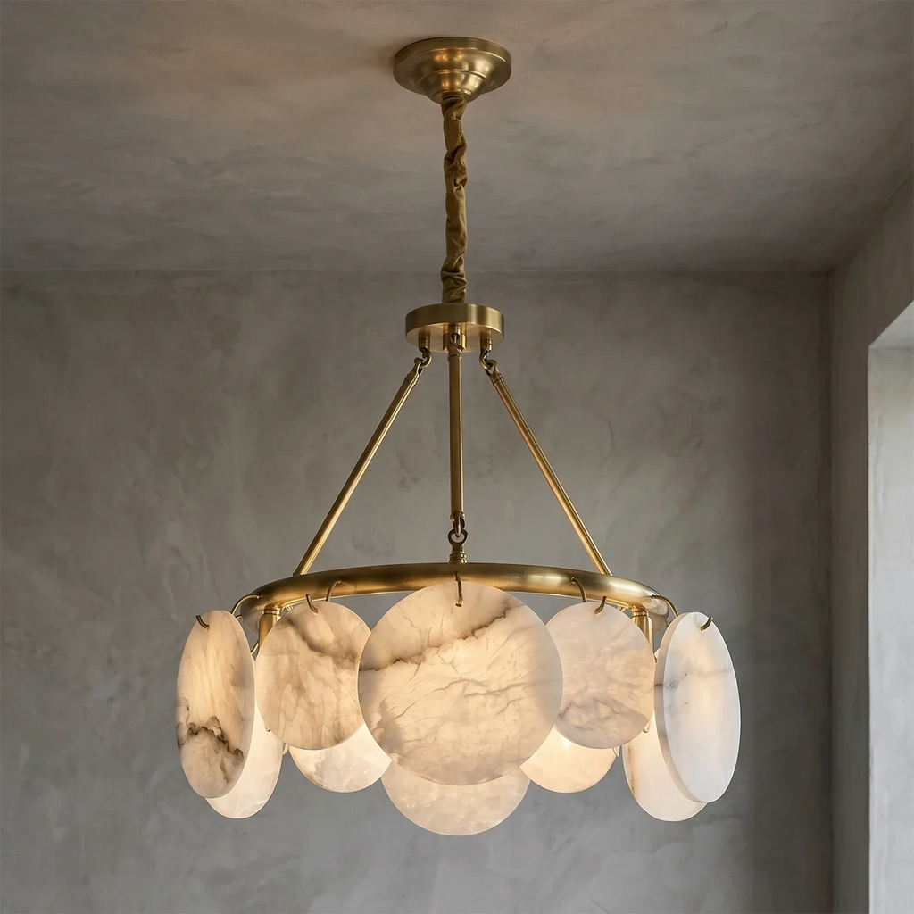 Alba Natural Alabaster Disc Chandelier | wildoxy