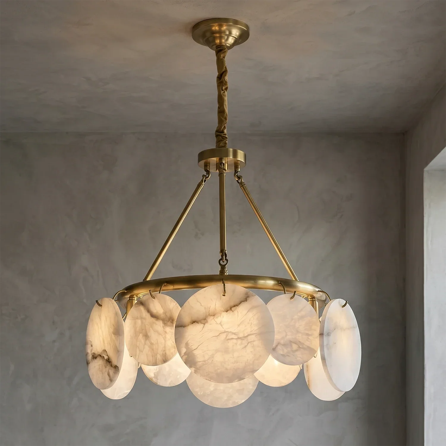Alba Natural Alabaster Disc Chandelier | wildoxy
