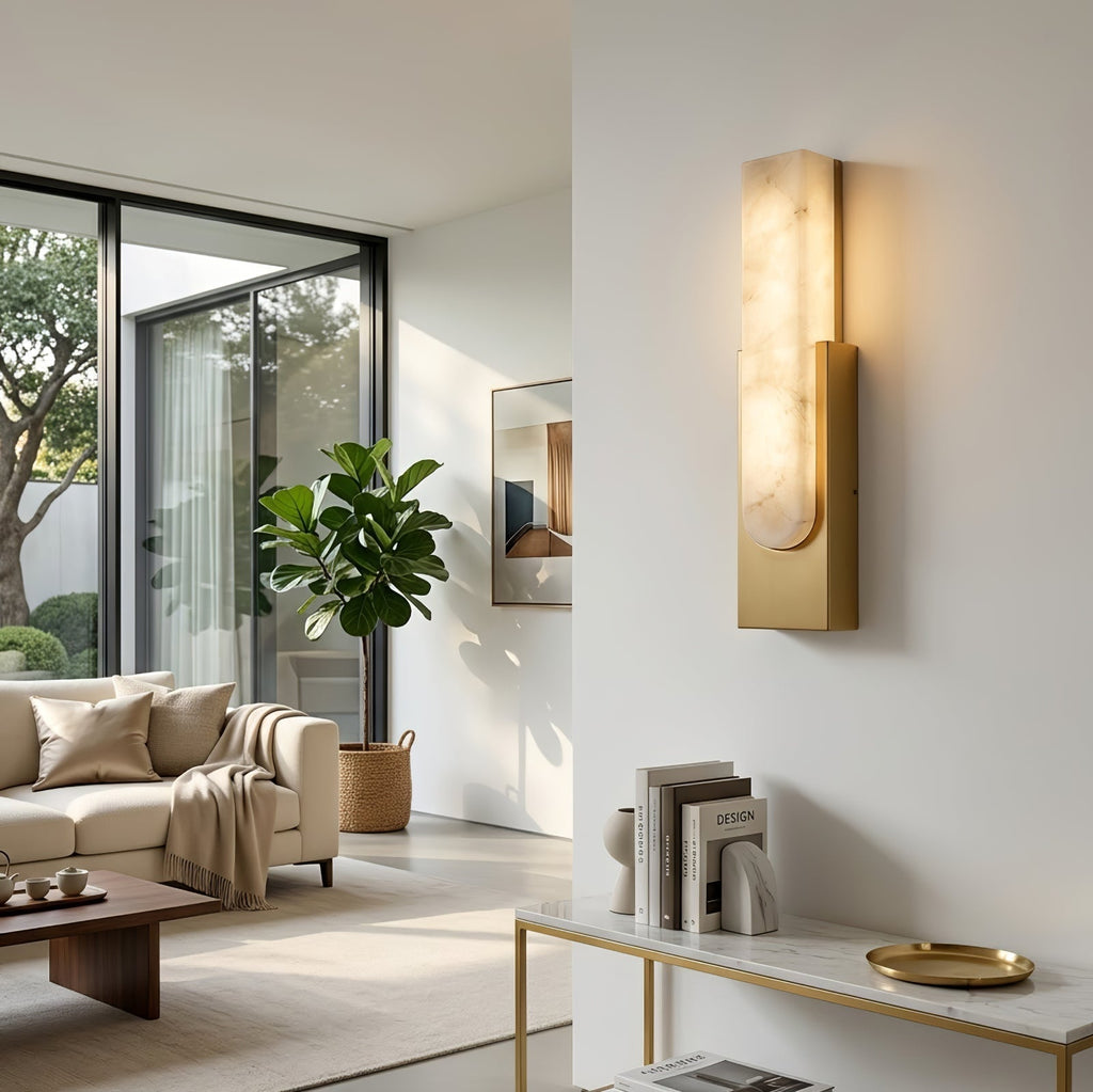 Alberta Brass Marble Wall Light | wildoxy