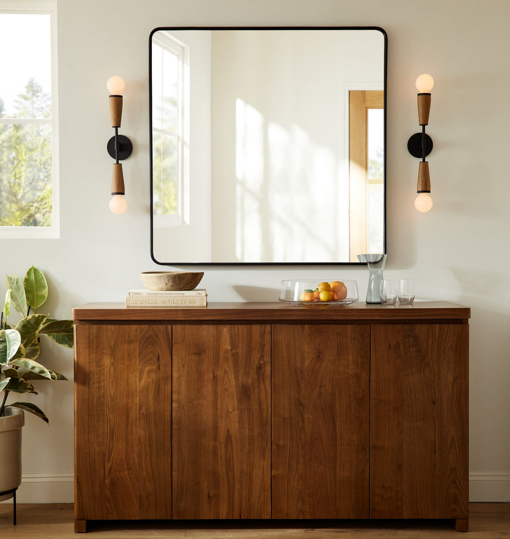 AureaWall Mid-Century Dual-Shade Wall Lamp — Open Bulb Compatible Frame