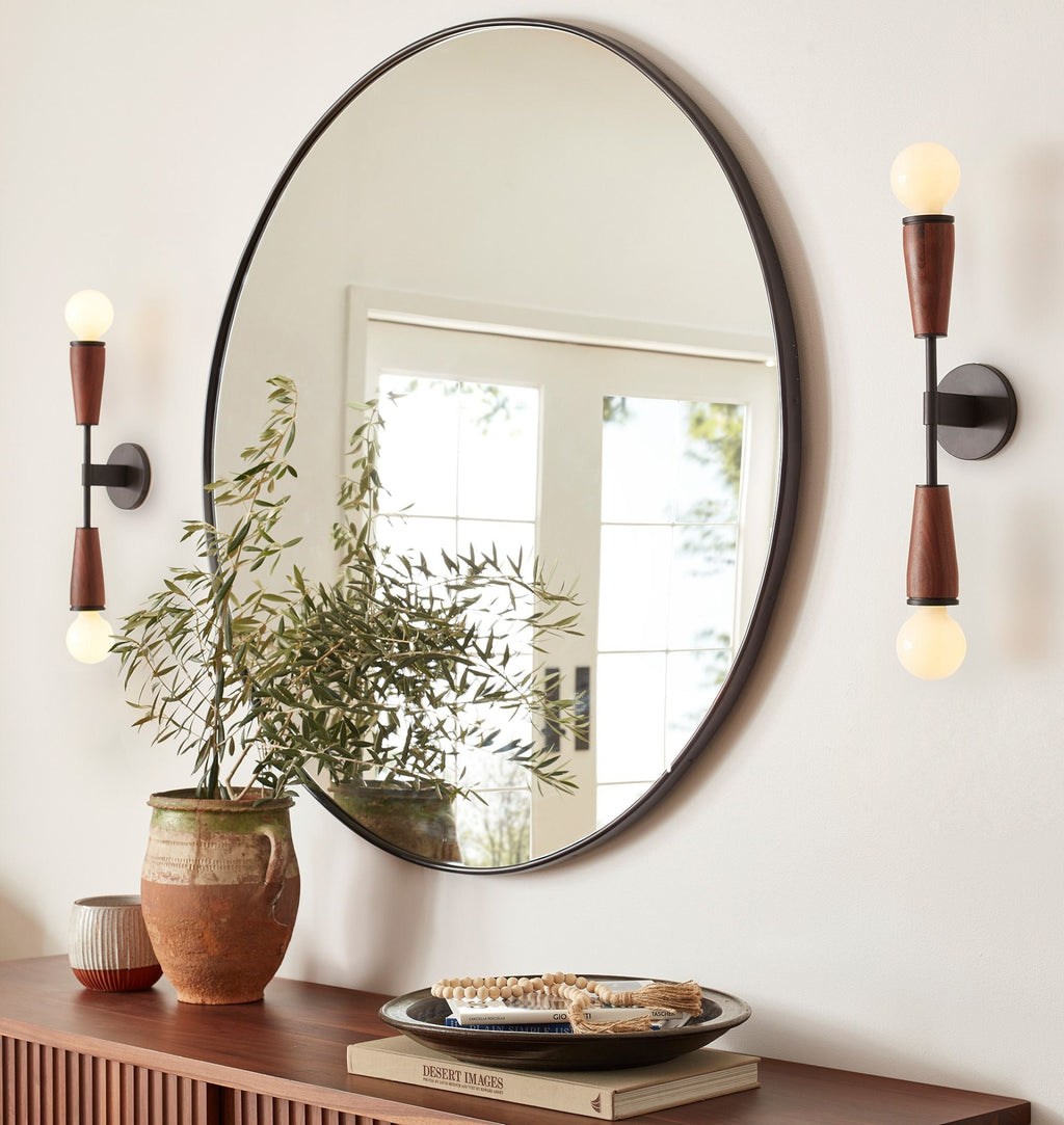 AureaWall Mid-Century Dual-Shade Wall Lamp — Open Bulb Compatible Frame