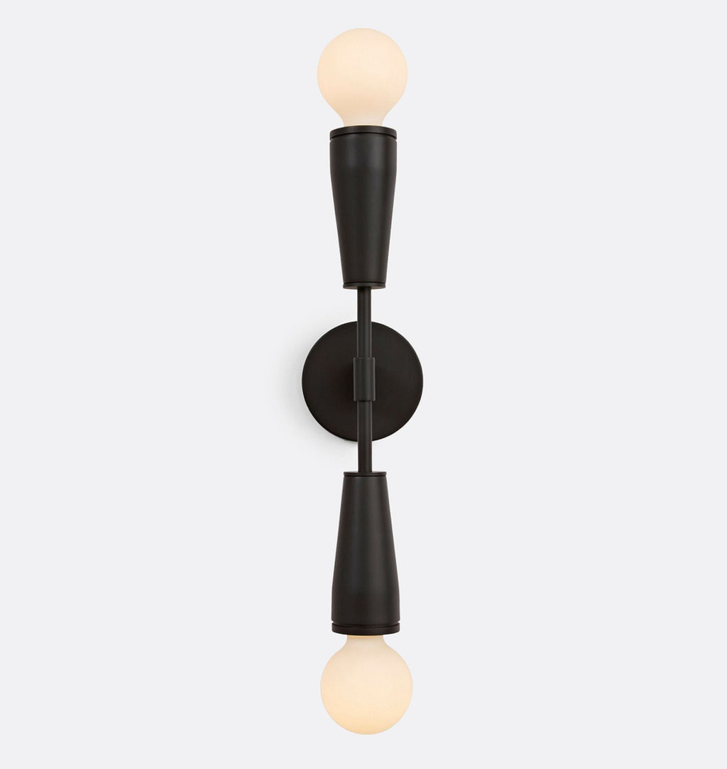AureaWall Mid-Century Dual-Shade Wall Lamp — Open Bulb Compatible Frame