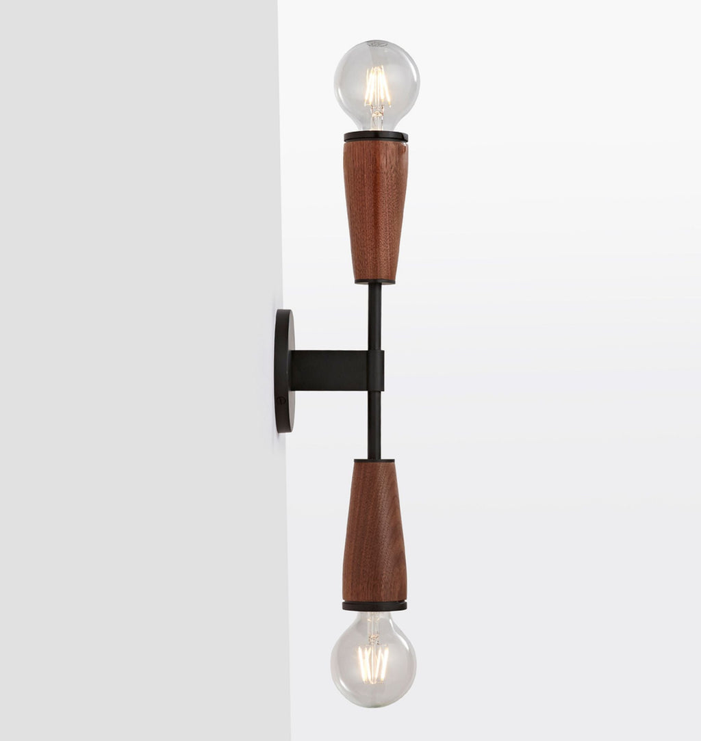 AureaWall Mid-Century Dual-Shade Wall Lamp — Open Bulb Compatible Frame