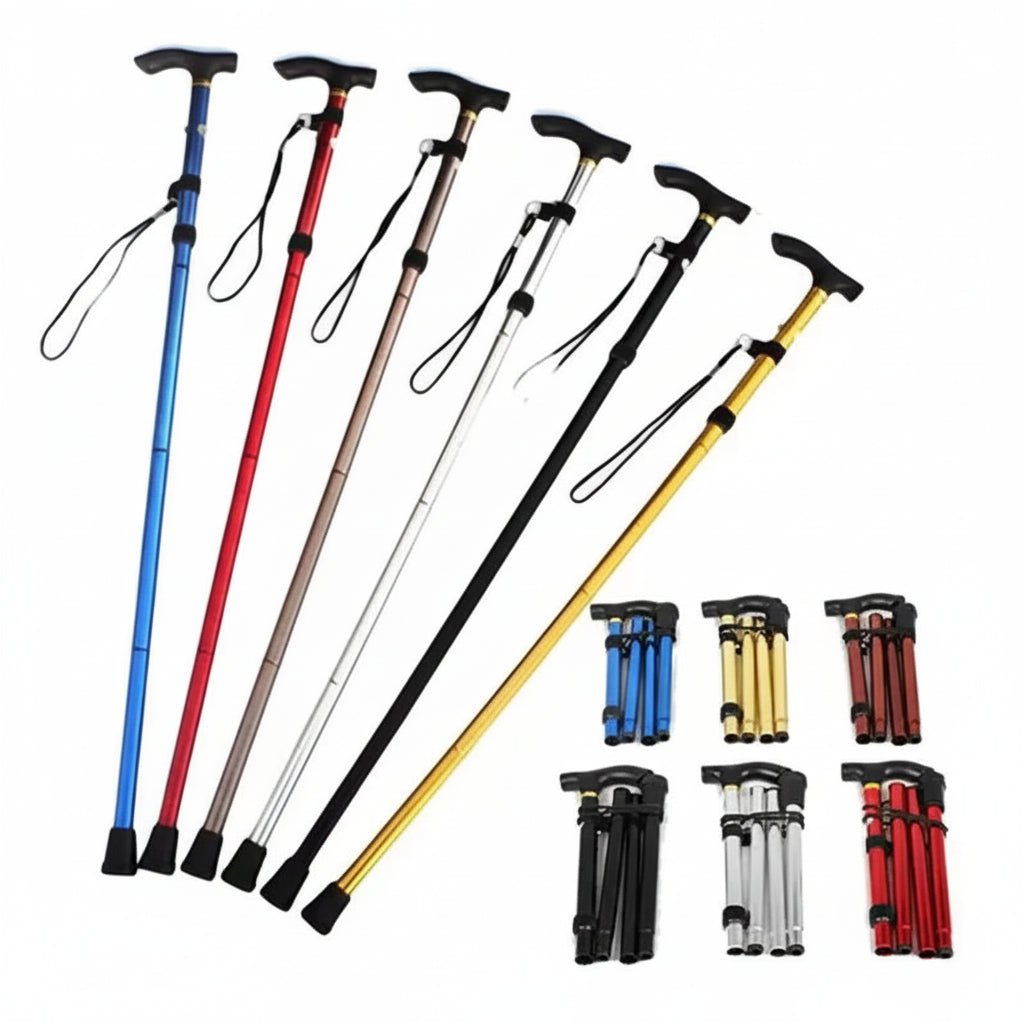 Bastones de trekking Alustep — estructura resistente de aluminio, longitud ajustable, empuñadura suave y cómoda, puntas antideslizantes