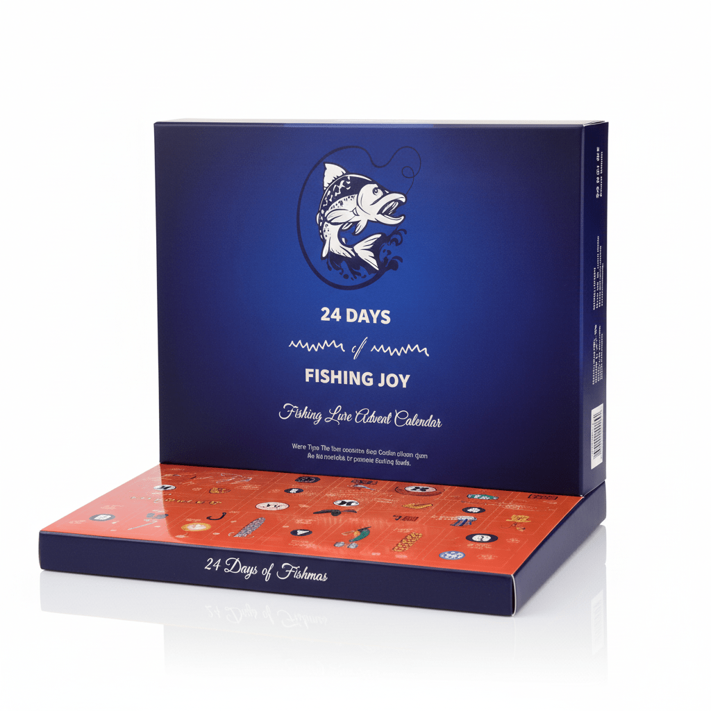 ANGLERVENT adventskalender for fiskeutstyr — 24 dager med assorterte rom for sluker og kroker