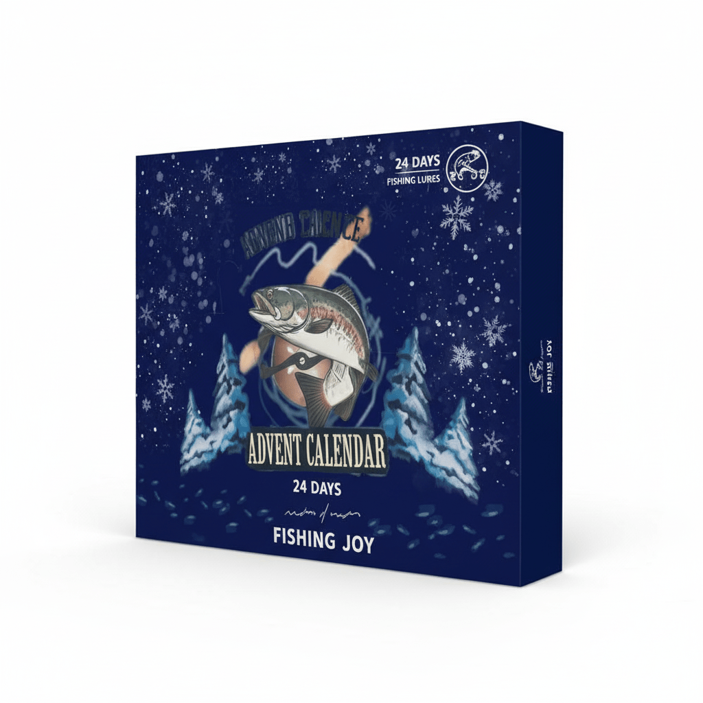 ANGLERVENT adventskalender for fiskeutstyr — 24 dager med assorterte rom for sluker og kroker
