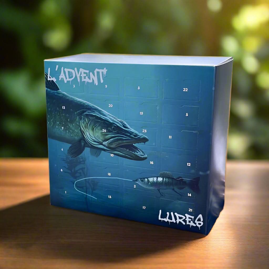 ANGLERVENT adventskalender for fiskeutstyr — 24 dager med assorterte rom for sluker og kroker