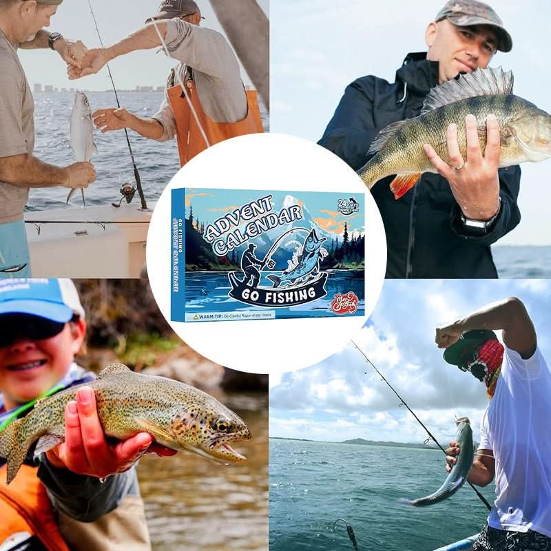 ANGLERVENT adventskalender for fiskeutstyr — 24 dager med assorterte rom for sluker og kroker